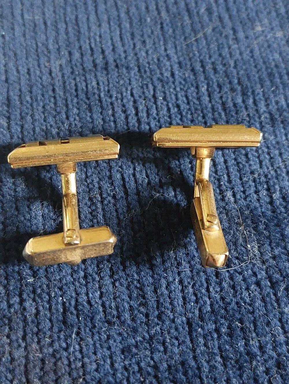 VTG Swank Monogram Cufflinks Tie Bar Set Gold Tone Initials NJ. Estate Jewelry